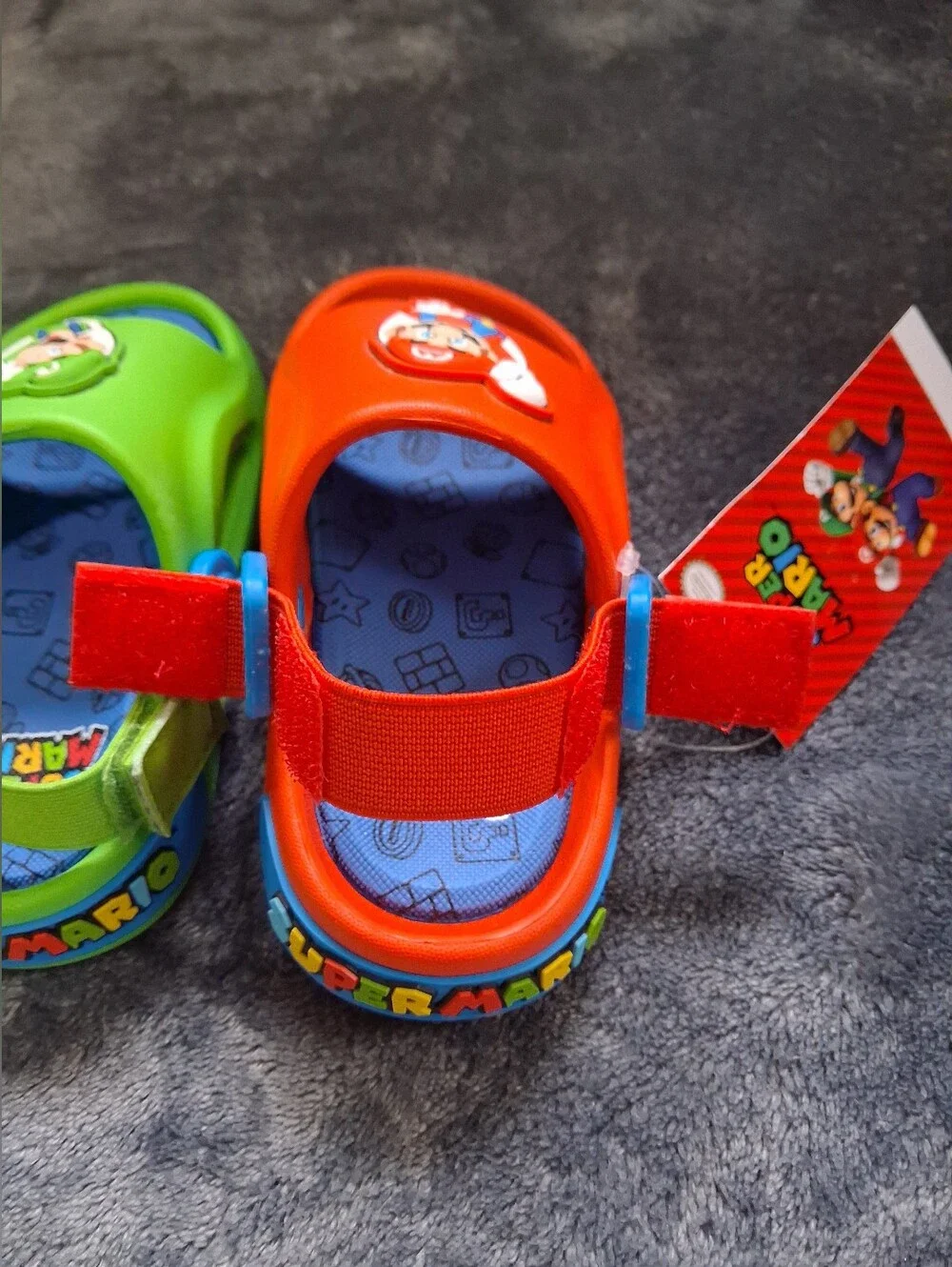NWT Ground Up Super Mario Mario Luigi Slide Sandals Red/Green Kids Size:5/6